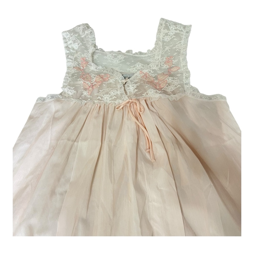 Vintage CORHAN Pink Lace Nursing Nightgown Chemise with Flaw - Picture 8 of 15